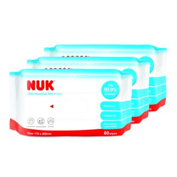 NUK 無酒精殺菌濕紙巾(80片裝3包)