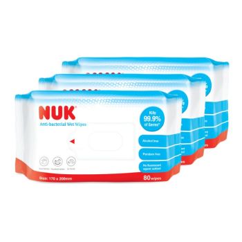 NUK 無酒精殺菌濕紙巾(80片裝3包)