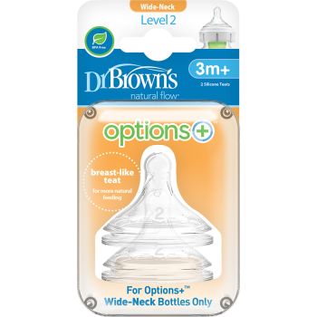 Dr. Brown's Options+ 仿母乳矽膠奶咀3m+(2個裝)