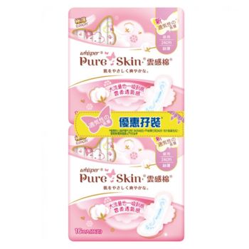 Whisper護舒寶 (孖裝)Pure Skin+雲感棉超薄 日用24cm(16片)