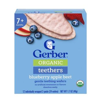 Gerber 有機純米磨牙米餅-藍莓蘋果紅菜頭味1.7oz
