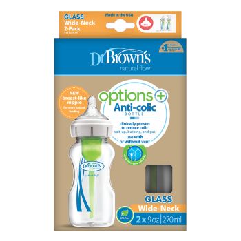 Dr. Brown's Options+ (2個裝)仿母乳排氣玻璃奶瓶9oz