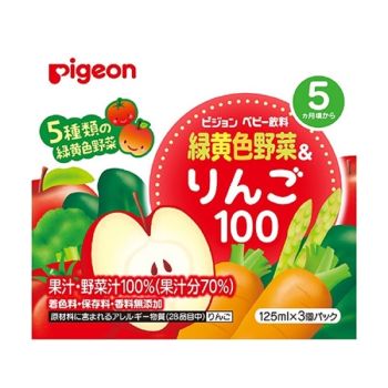 Pigeon 綠黃色5種雜菜蘋果汁(125mlx3)