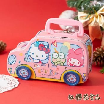 Hello Kitty 牛奶小餅乾28gx8包-汽車(馬口鐵)滾動及存錢