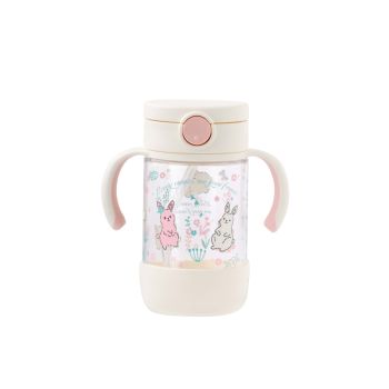 Richell 205610 AX吸管杯連手柄320ml(米粉紅柄)