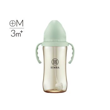Simba (綠沐)360ml-蘊蜜鉑金PPSU寬口吸管把手防脹氣奶瓶