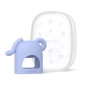 MOYUUM (藍色)白金矽膠 大象型手環式 嬰兒牙膠連盒