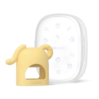 MOYUUM (黃色)白金矽膠 大象型手環式 嬰兒牙膠連盒