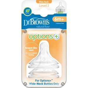Dr. Brown's Options+ 仿母乳矽膠奶咀6m+(2個裝)