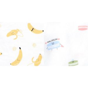 Moms nature 香蕉+馬卡龍-2件裝純棉大紗巾90cmx90cm