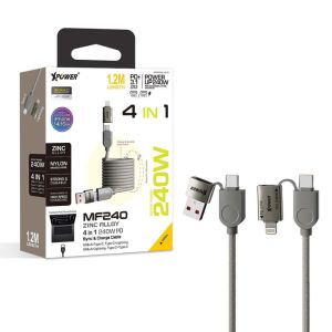 XPOWER (MF40) 1.2M磁吸收納 4合1高速傳輸充電線