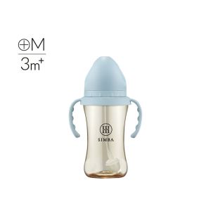 Simba (晨藍)270ml-蘊蜜鉑金PPSU寬口吸管把手防脹氣奶瓶