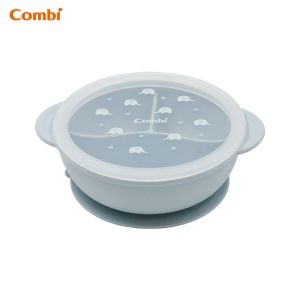 Combi 81427 (藍色大象)鉑金矽膠 分隔吸盤餐碗