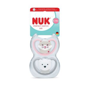NUK 10176340超透氣安撫奶嘴連盒2個裝-小貓/北極熊  (6-18個月)